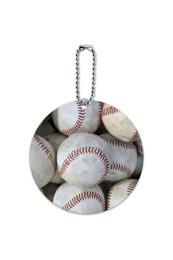 Baseballs Baseball Balls Round Luggage ID Tag Card for Suitcase or Carry-On