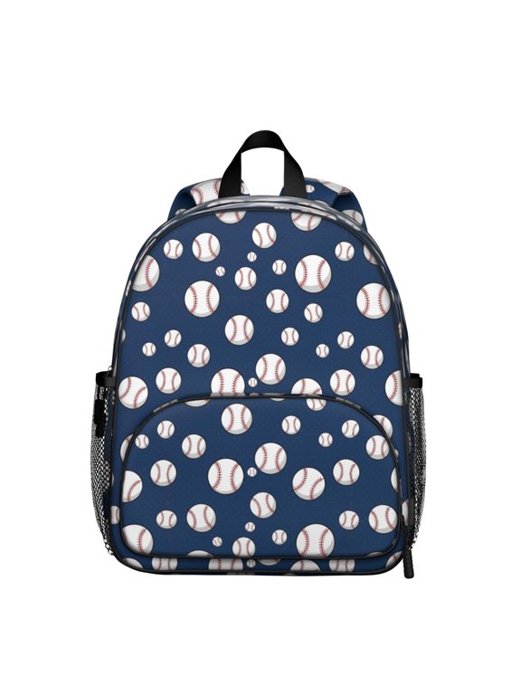 Baseballs Blue Pattern Backpack for School, Cute School Bag with Adjustable Shoulder Straps and Padded Back, 13.8"x11.4"x6"