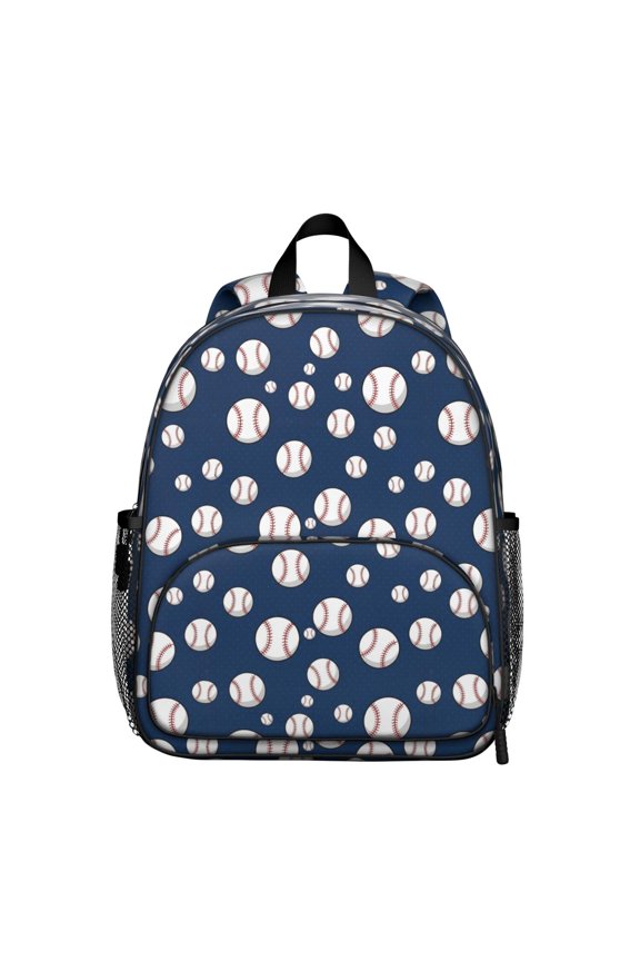 Baseballs Blue Pattern Backpack for School, Cute School Bag with Adjustable Shoulder Straps and Padded Back, 13.8"x11.4"x6"