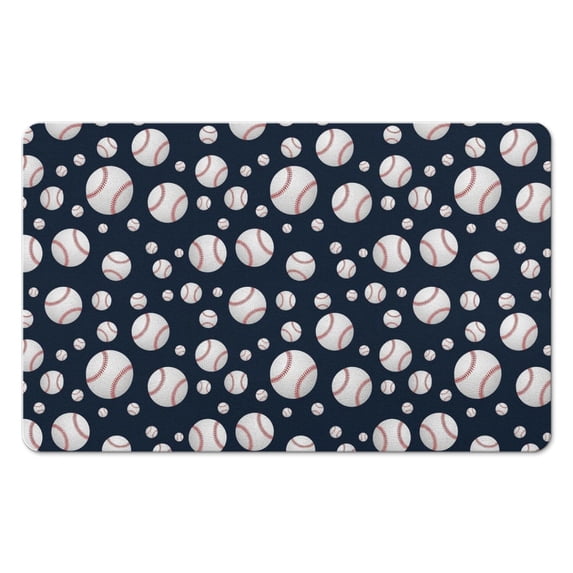 Baseballs Blue Pattern Diatomite Bath Mat, Entryway Floor Pad with Non ...
