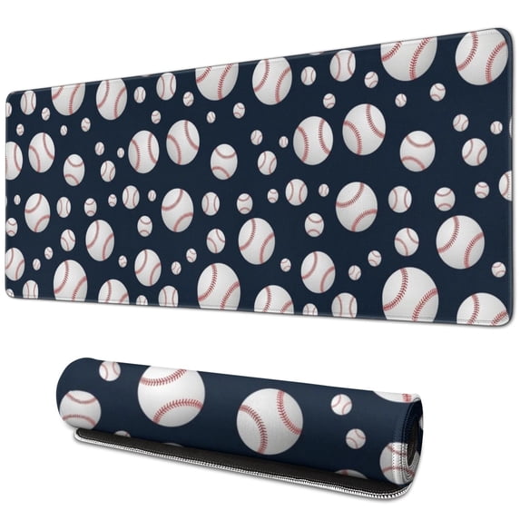 Baseballs Blue Pattern Extended Large Mouse Pad, Gaming Desk Pad with ...