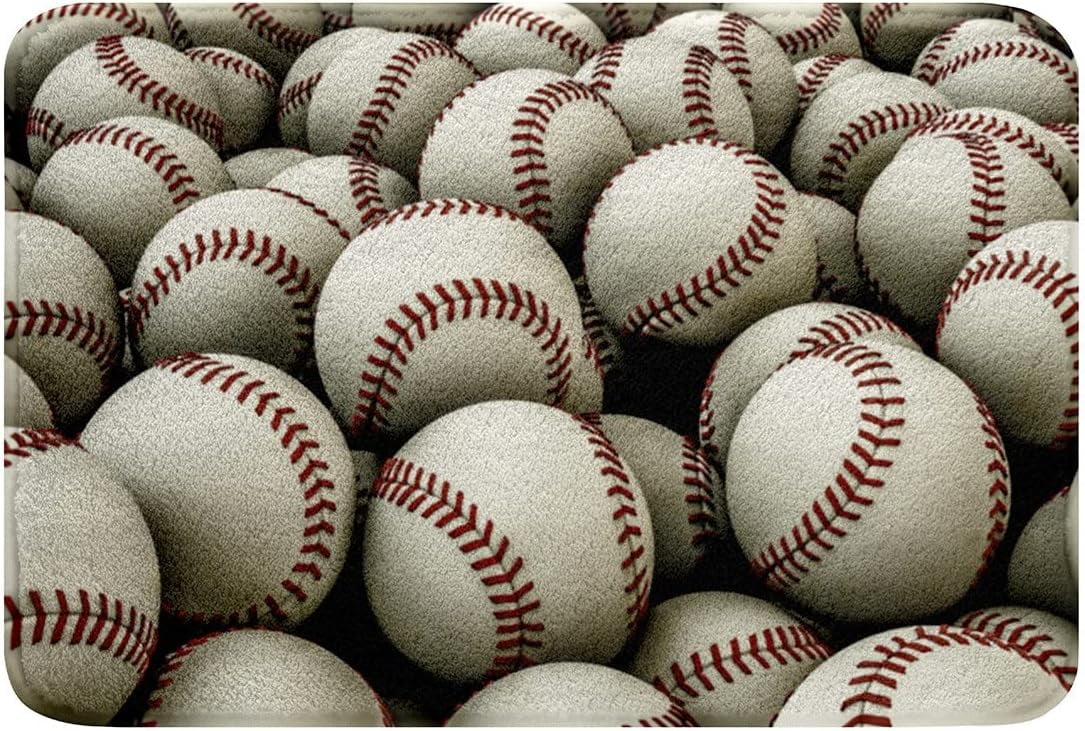 Baseballs Door Mat Boys Ball Sports Bath Mats for Bathroom Hobby ...