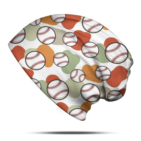 Baseballs Only Multicolor Pattern Slouchy Beanie Hat, Casual Daily Hat with Stretchy Fabric & Soft Texture, Heat Retaining Gifts for Birthday Christmas Thanksgiving