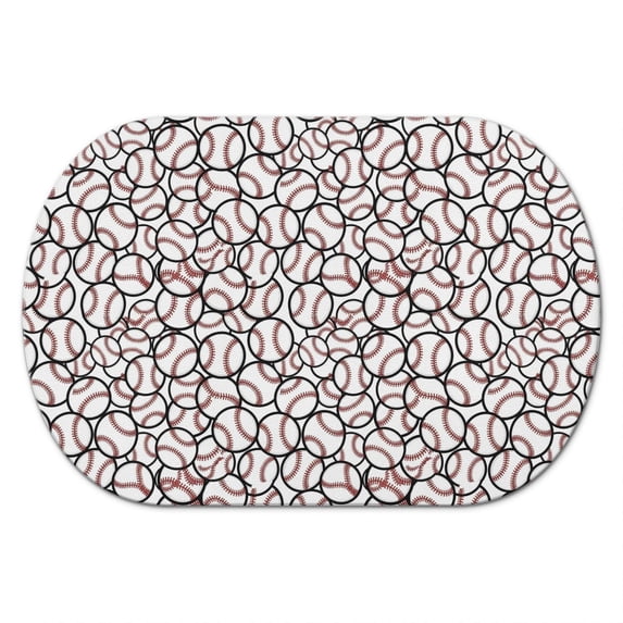Watering Mat Baseballs Outlines White Pattern Diatomaceous Earth Bath Mat, Kitchen ...