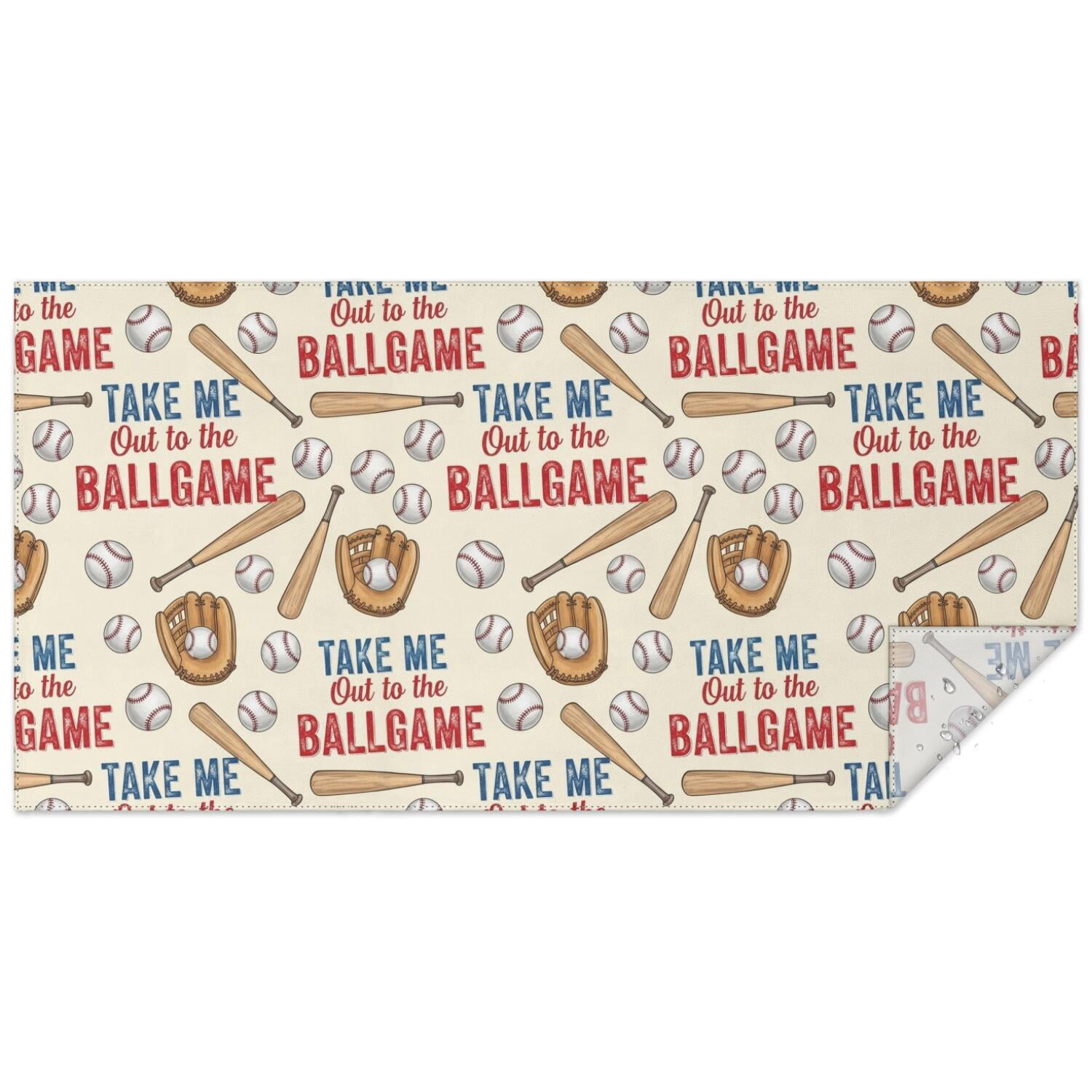 Baseballs and Phrases Beige Pattern Waterproof Tablecloth, Rectangular ...