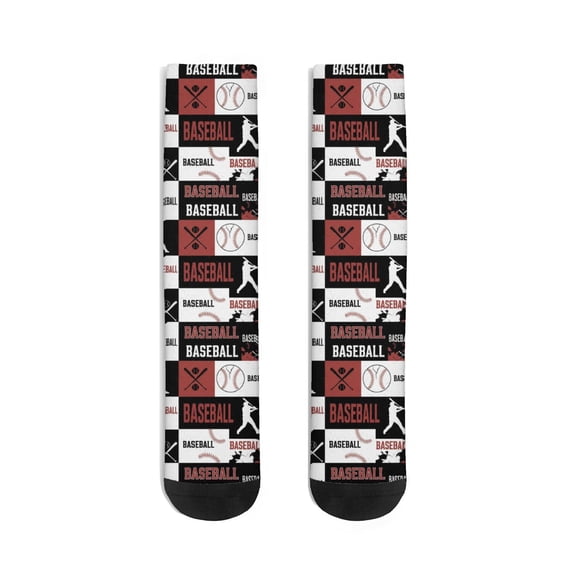 Mid Guy Baseballs and Player Silhouettes Men's Mid-calf Crew Socks, Everyday ...