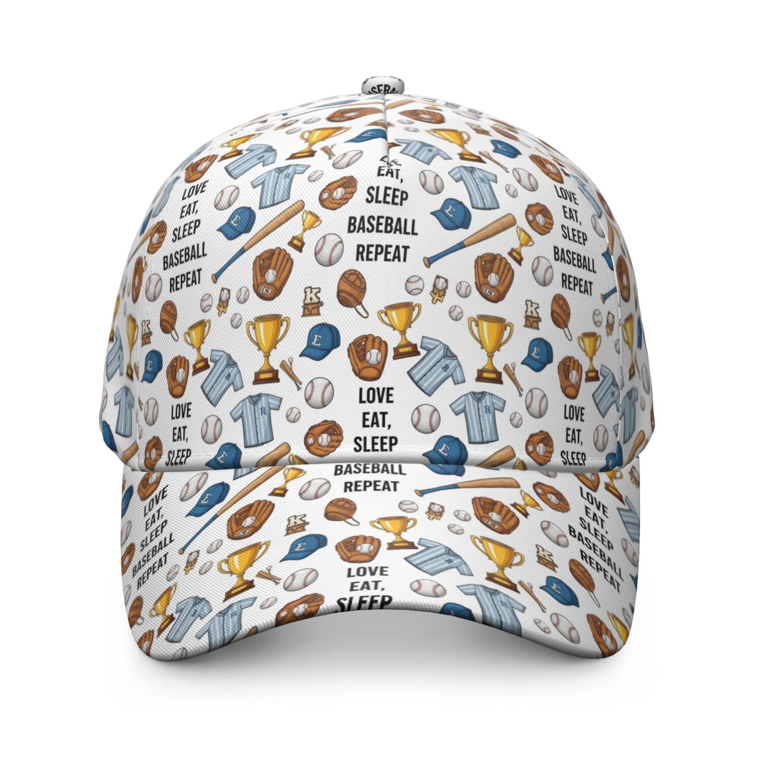 Baseballs and Shirts White Pattern Baseball Cap, Casual Daily Hat with ...