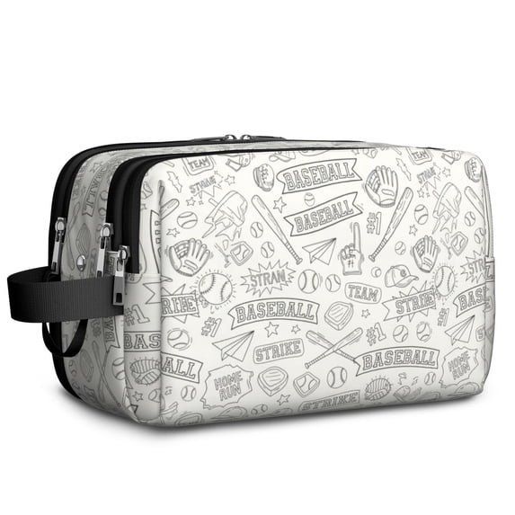 Baseballs and Text Light Beige Pattern Travel Toiletry Bag, Dopp Kit ...