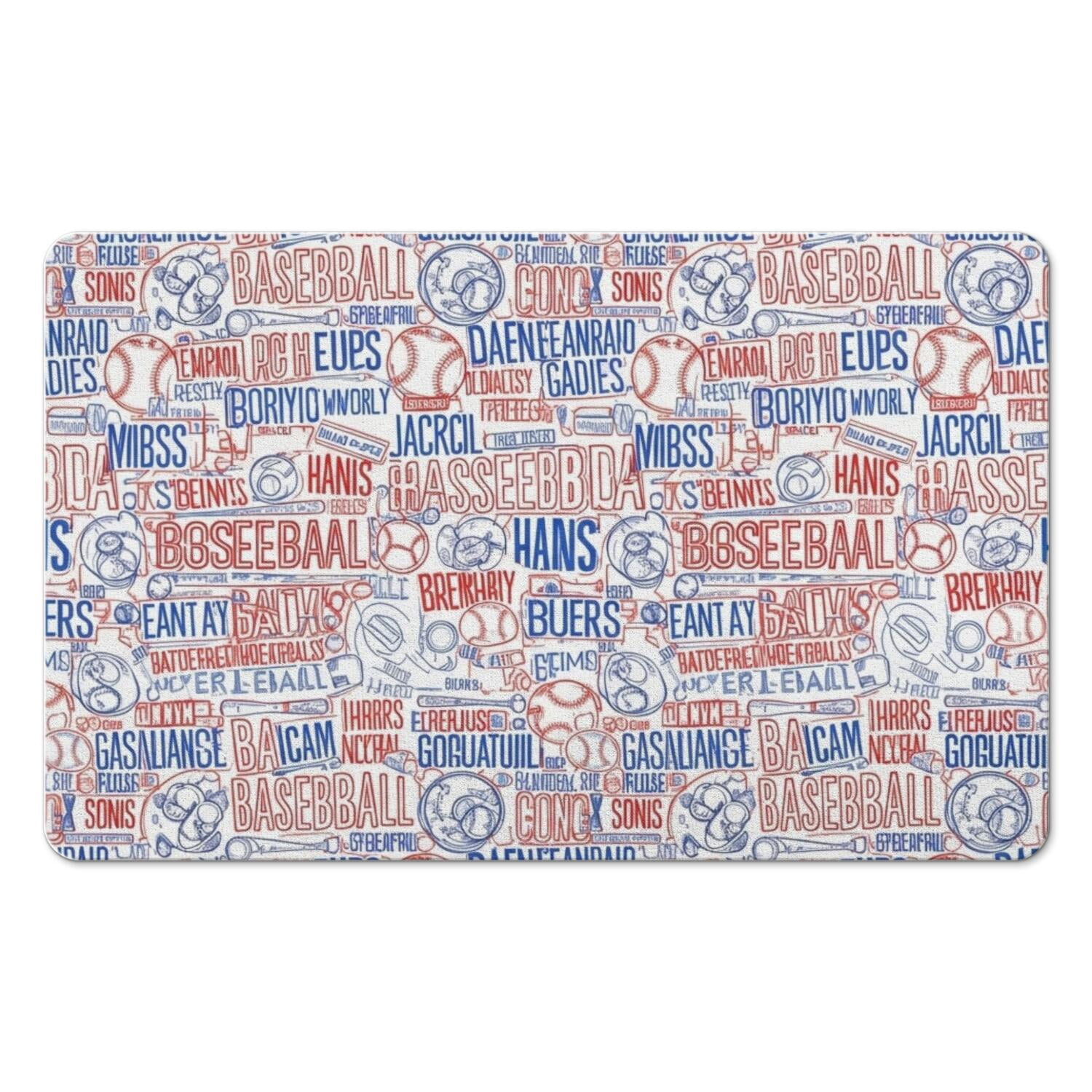 Text On Mat Design Baseballs and Text White Pattern Diatomite Bath Mat, Entryway Floor Pad ...