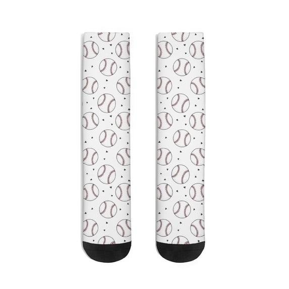 Mid Guy Baseballs Triangles White Pattern Men's Mid-calf Crew Socks, Everyday ...