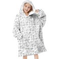 thumbnail image 1 of Baseballs Trophies White Pattern Flannel Blanket Hoodies for Teens ,Teens Oversize Sherpa Wearable Hooded Blanket Sweatshirt with Super Pockets, 1 of 6