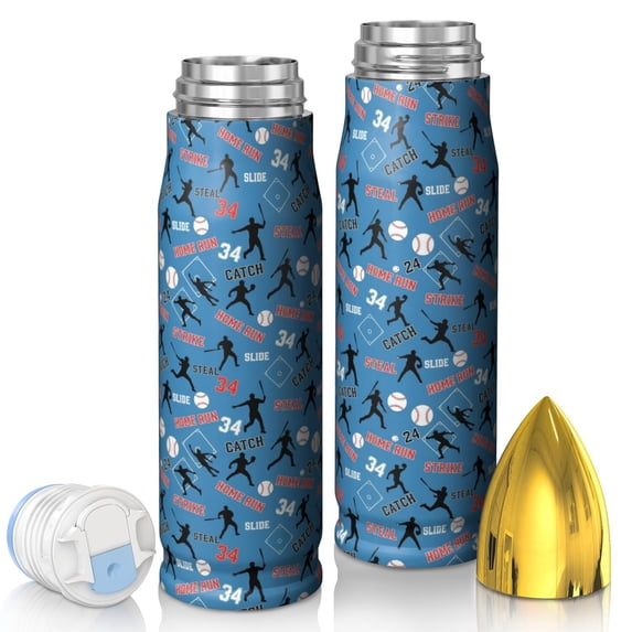 Patterns Word Image Baseballs and Words Blue Pattern Bullet Tumbler, Vacuum Insulated ...