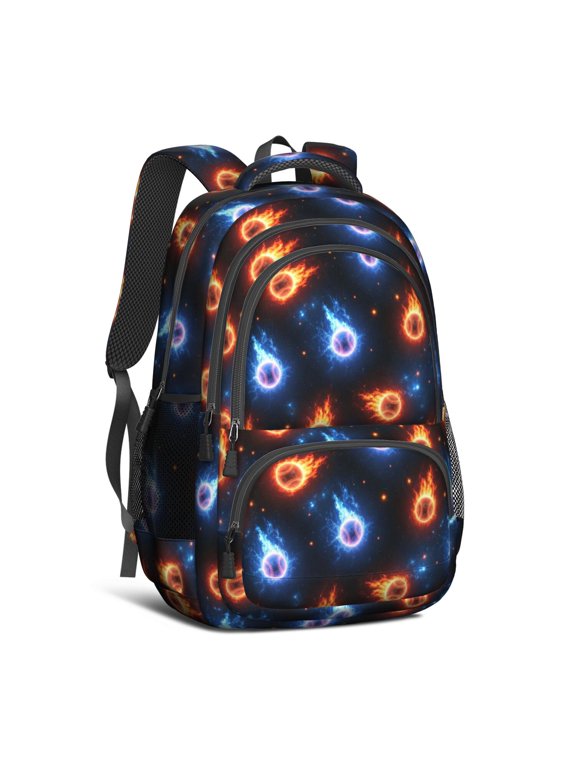 Baseballs and Auras Pattern Cute School Backpack Bag with Padded Back and Adjustable Shoulder Straps 16.9 X 12.6 X 5.9 Inches