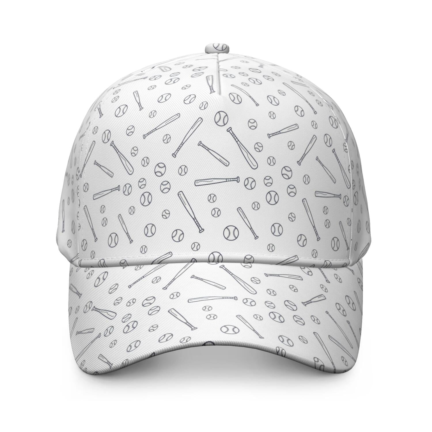 Baseballs and Bats White Pattern Baseball Cap, Sports Sun Cap with Snap ...