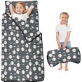 thumbnail image 1 of Baseballs and Bows Gray Pattern Teens Toddler Nap Mat with Pillow, Sleeping Mat Bag for Preschool Daycare 51"x22", 1 of 4