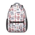 thumbnail image 1 of Baseballs and Game Terms White Backpack for School, Cute School Bag with Adjustable Shoulder Straps and Padded Back, 15.3"x11"x6.7", 1 of 5