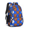 thumbnail image 1 of Baseballs and Gloves Blue Pattern Backpack for School, Cute School Bag with Adjustable Shoulder Straps and Padded Back, 16.9"x12.6"x5.9", 1 of 3