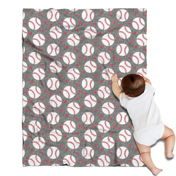 Baseballs and Love Blanket,Comfortable Soft Flannel Throw Blanket,All Season,Warm Lightweight Blankets for Sofa Bed Couch Living Room Chair,30"x40"