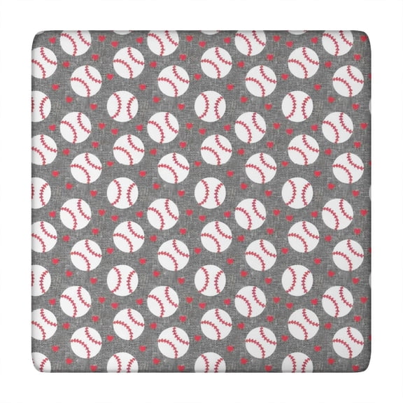 Baseballs and Love Square Fitted Tablecloth with Elastic Edge,Square Table Cover,Washable Elastic Table Cover for Home Kitchen Party Decor 34"x34"