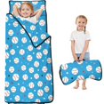 thumbnail image 1 of Baseballs and Stars Light Blue Pattern Teens Toddler Nap Mat with Pillow, Sleeping Mat Bag for Preschool Daycare 59"x22", 1 of 6