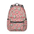 thumbnail image 1 of Baseballs and Stripes Red White Backpack for School, Cute School Bag with Adjustable Shoulder Straps and Padded Back, 15.3"x11"x7.1", 1 of 5