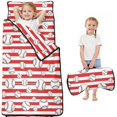 thumbnail image 1 of Baseballs and Stripes Red White Pattern Teens Toddler Nap Mat with Pillow, Sleeping Mat Bag for Preschool Daycare 50"x20", 1 of 6