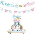 thumbnail image 1 of Baseballs or Bows Gender Reveal Banner Bunting Blue and Pink Baseballs Themed Cake Toppers He or She for Baby Shower Party, Pregnancy Announcement, 1 of 2