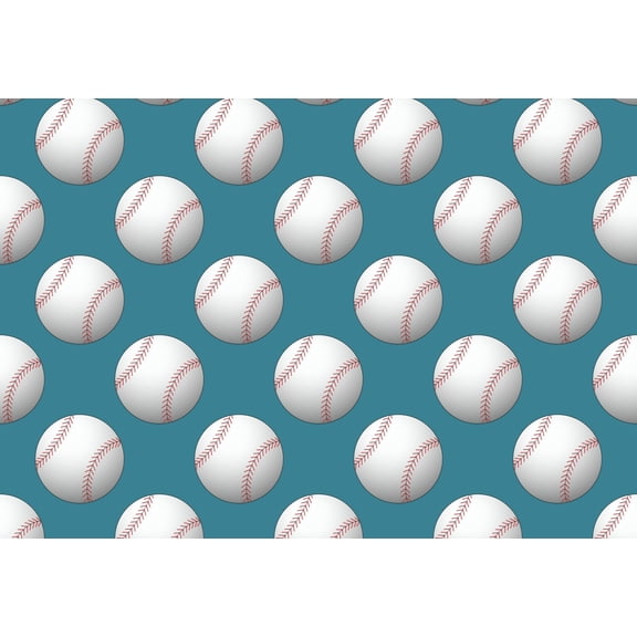 Baseballs with Blue Background Pattern Edible Image Cake Topper for Half Sheet Cake, by Tnct. (1 Count)