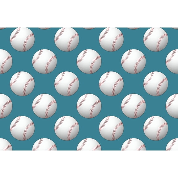 Baseballs with Blue Background Pattern Edible Image Cake Topper for Quarter Sheet Cake, by Tnct. (1 Count)