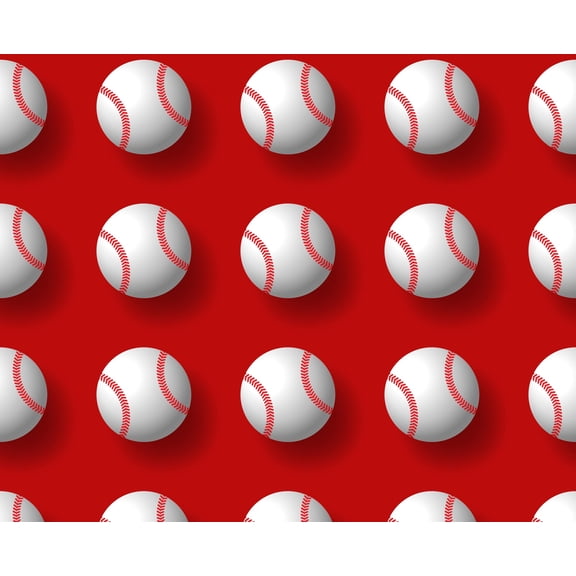 Baseballs with Red Background Pattern Edible Image Cake Topper for Half Sheet Cake, by Tnct. (1 Count)