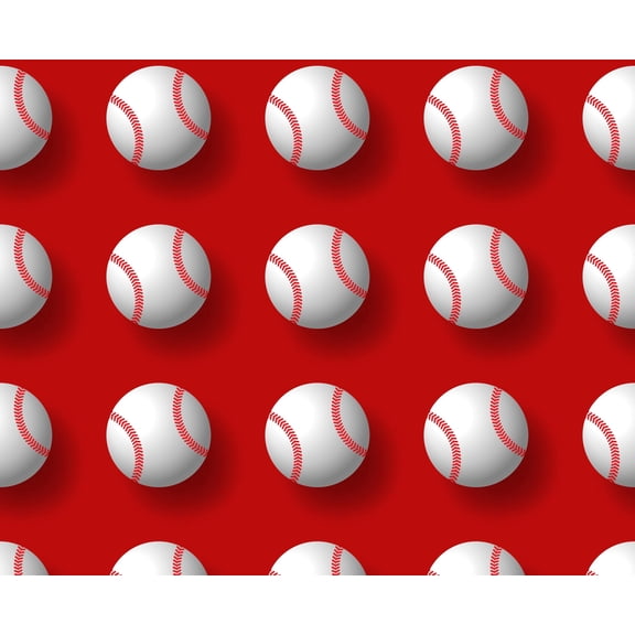 Baseballs with Red Background Pattern Edible Image Cake Topper for Quarter Sheet Cake, by Tnct. (1 Count)