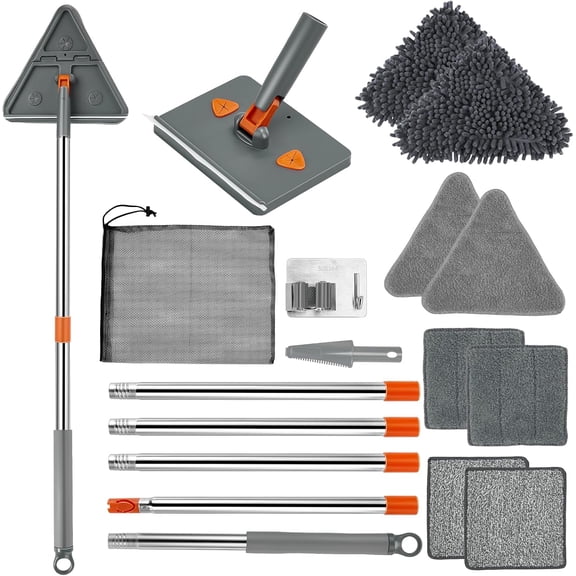 Baseboard Cleaner Tool with Handle,360?Rotating Wall Cleaner Mop,180? Folding Ceiling Tool Duster with  for Cleaning Baseboard, Wall, Ceiling, Window,Floor,8 Replacement Cleaning Pads