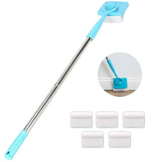 QISIWOLE 43 Inch Wall Cleaner with Long Handle, Baseboard Wall Cleaner Mop  360° Rotatable , 2 Replacement Pads- Microfiber Wall Cleaning Mop for