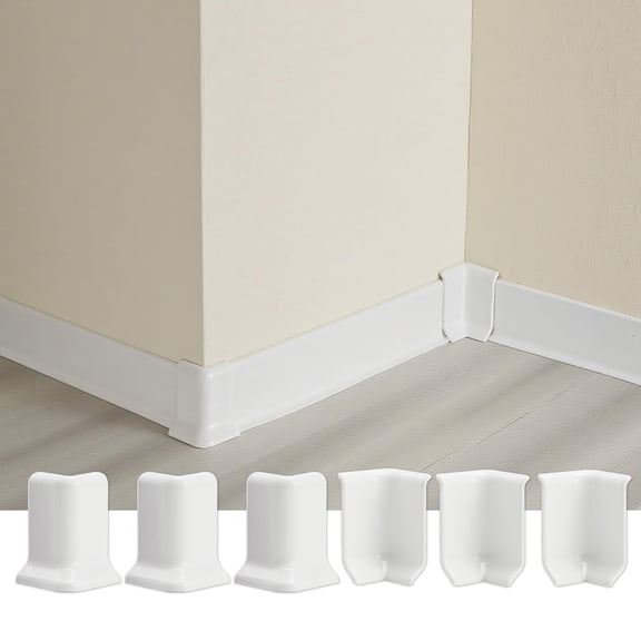 Baseboard Corner Protector White 3 Inside + 3 Outside Corners for 2.1in Wall Base Trim