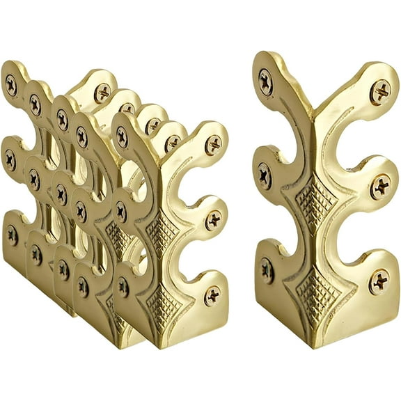 Baseboard Corner Protectors,Vintage Metal Pure Copper Corner Protectors, Decorative Corner Protector, Skirting Corner Guard, for Wood Boxes, Farmhouse, Barn Door, Wood Frame, Trunk, Table, Desk(Gold)