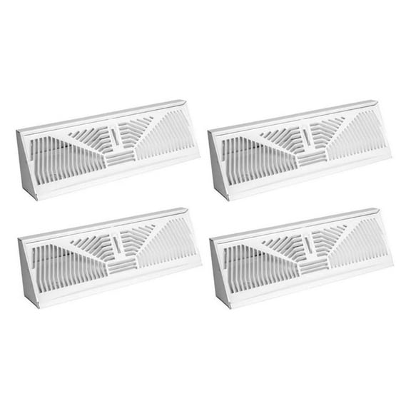 Baseboard Diffusers 15 Inch - Set of 4 - White Sunburst Steel Perimeter Register - American Metal Products 3015W15 - HVAC Vent Cover