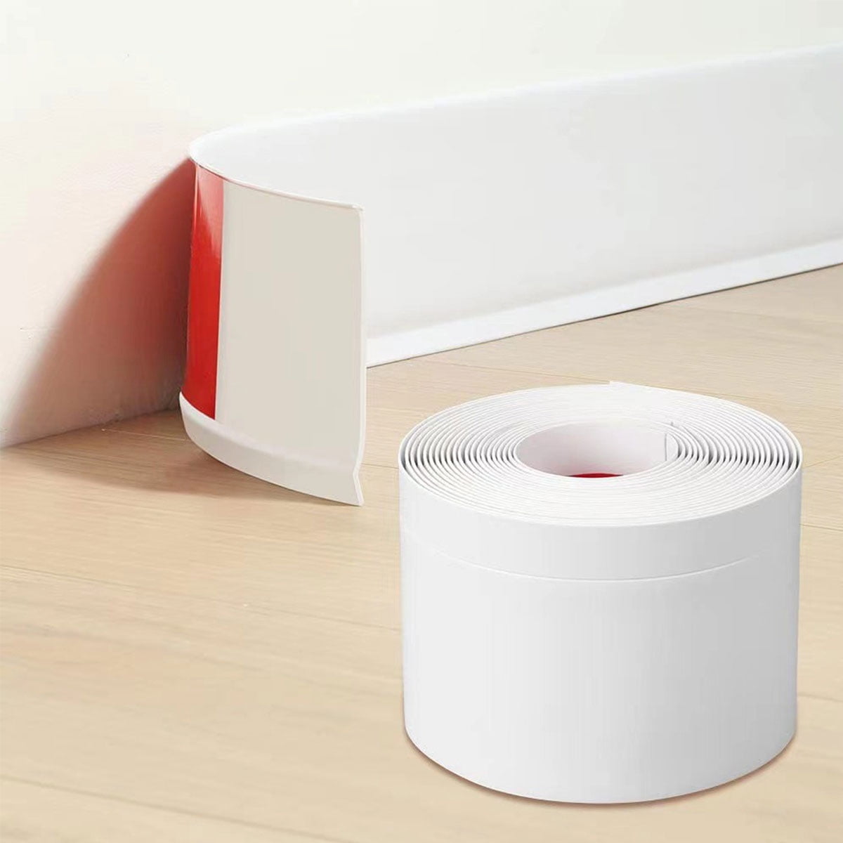 Baseboard Molding Trim Vinyl Wall Base Flexible Self Adhesive Peel and Stick Rubber Wall Base Moulding Trim 4in x 20 ft White