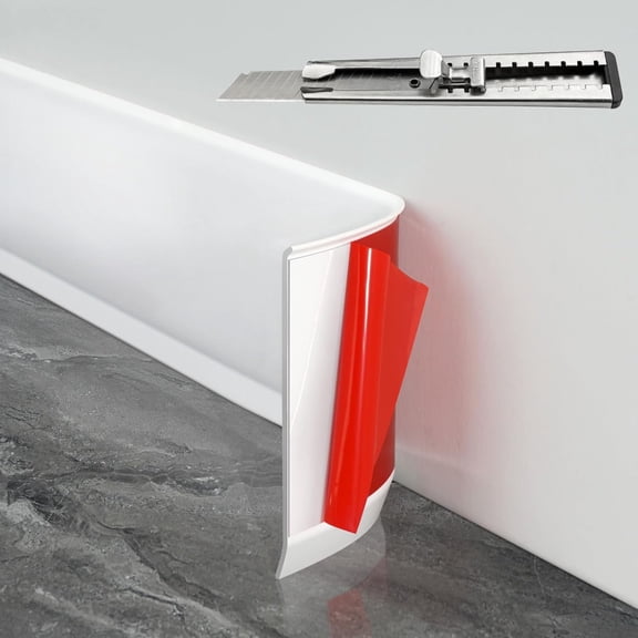 Baseboard Trim,4 Inch(W) x 20 Feet(L) Flexible Baseboard Molding Trim,Self Adhesive Vinyl Baseboard Cove Base, Peel and Stick Wall Base Boards with 1 PCS Utility Knife,White