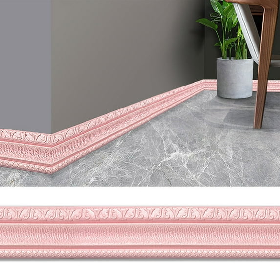 Baseboard Trim Peel,Self-Adhesive 3D Relief PVC Flexible Baseboard Molding Trim,Self Adhesive Flexible Foam Molding Trim Wallpaper Sticky Decorative Wall Lines for Home, Office, Hotel DIY Decoration