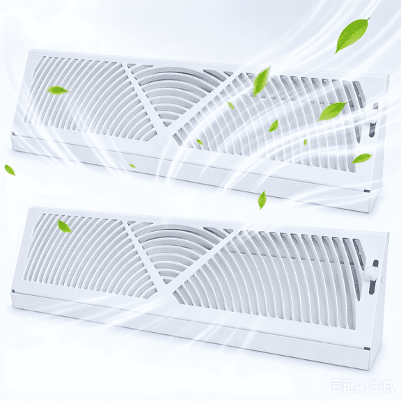 Baseboard Heating and Cooling Register Grille, 18-inch Residential Vent Cover, Adjustable Airflow Control Knob, Heavy-Duty Rust-Resistant Steel, 2 per pack