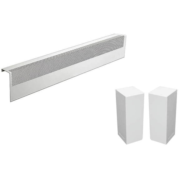 Baseboarders Basic Series Galvanized Steel Easy Slip-On Baseboard Heater Cover in White (3 ft, Cover + L&R End Caps)