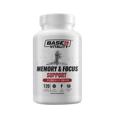 Based Vitality Cognitive Support with L-Tyrosine and L-Theanine, Caffeine Free, 60 Capsules