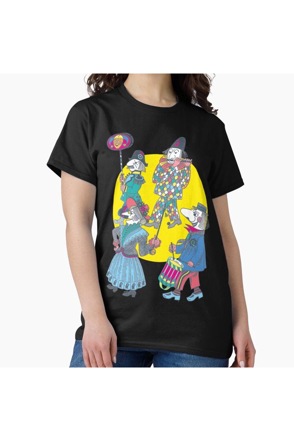 Basel Carnival Waggi Harlequin Inspired Retro Festival Character Art Unisex T-Shirt, up to size 5XL