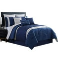 thumbnail image 1 of Basel Pleated King Comforter Set with Diamond Pattern The Urban Port, Blue and White- Saltoro Sherpi, 1 of 2