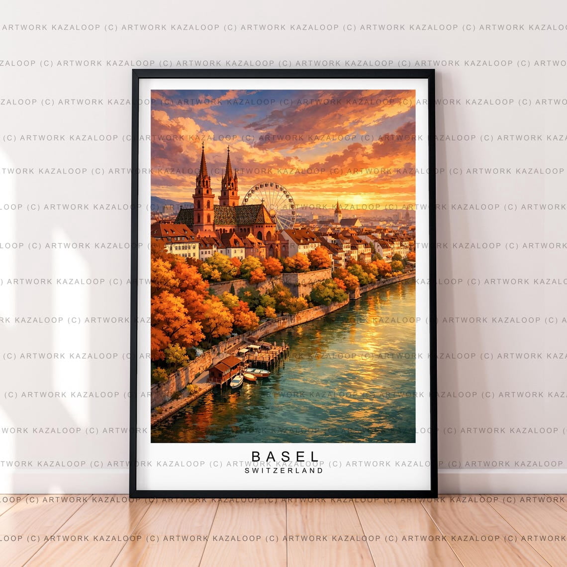 Basel Switzerland Old Town Sunset Travel Poster Unframed Paper Print ...