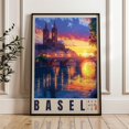 Basel Switzerland Rhine River Golden Sunset Historic Architecture ...