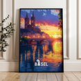 Basel Switzerland Rhine River Golden Sunset Historic European Cityscape ...