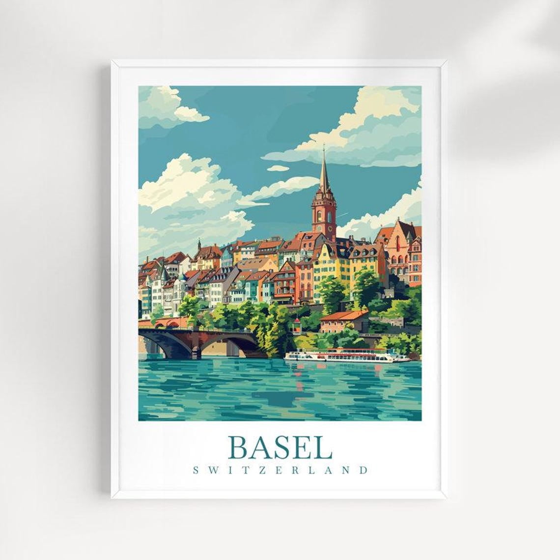 Basel Switzerland Travel Colorful Cityscape Poster, Travel Inspired ...