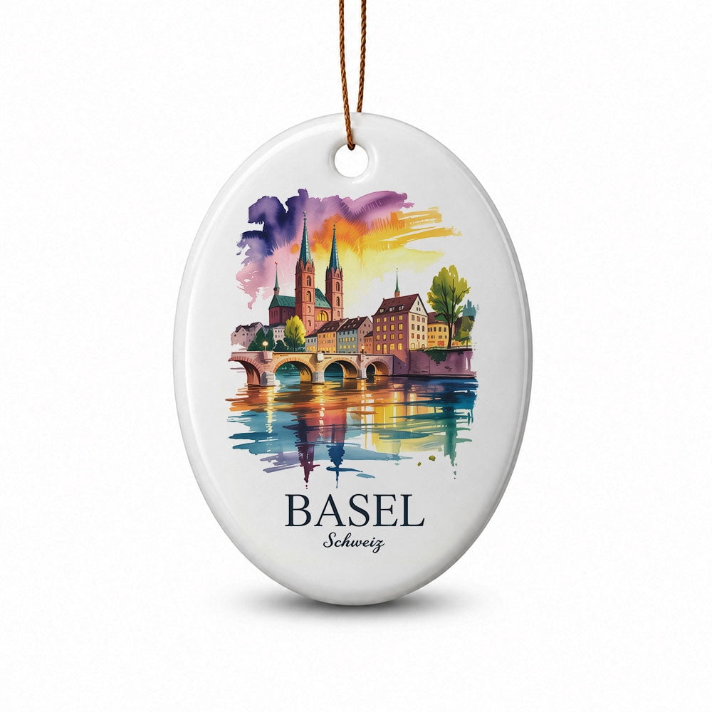 Basel Travel Vacation Oval Ornament, Schweiz Christmas Destination ...