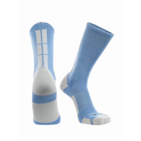 TCK Baseline Crew Athletic Socks for Basketball, Football & Sports - Medium, Columbia Blue/White